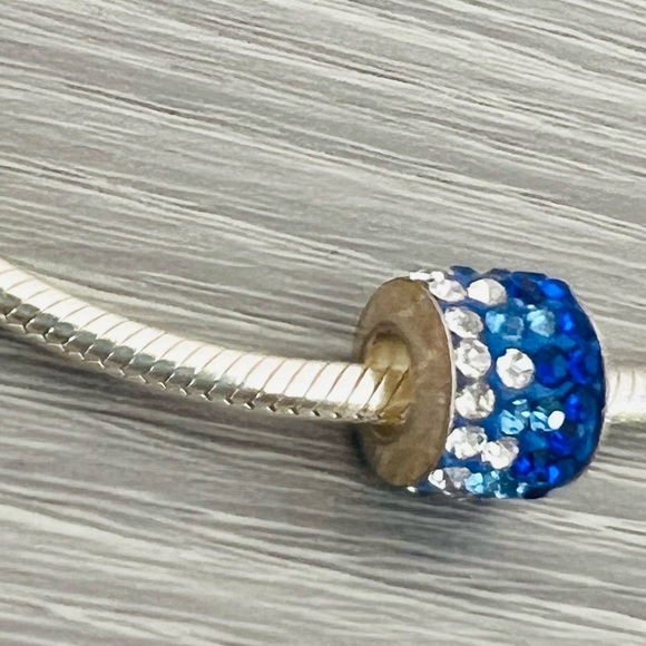 Silver plated blue & clear crystal Bracelet charm - Picture 4 of 6